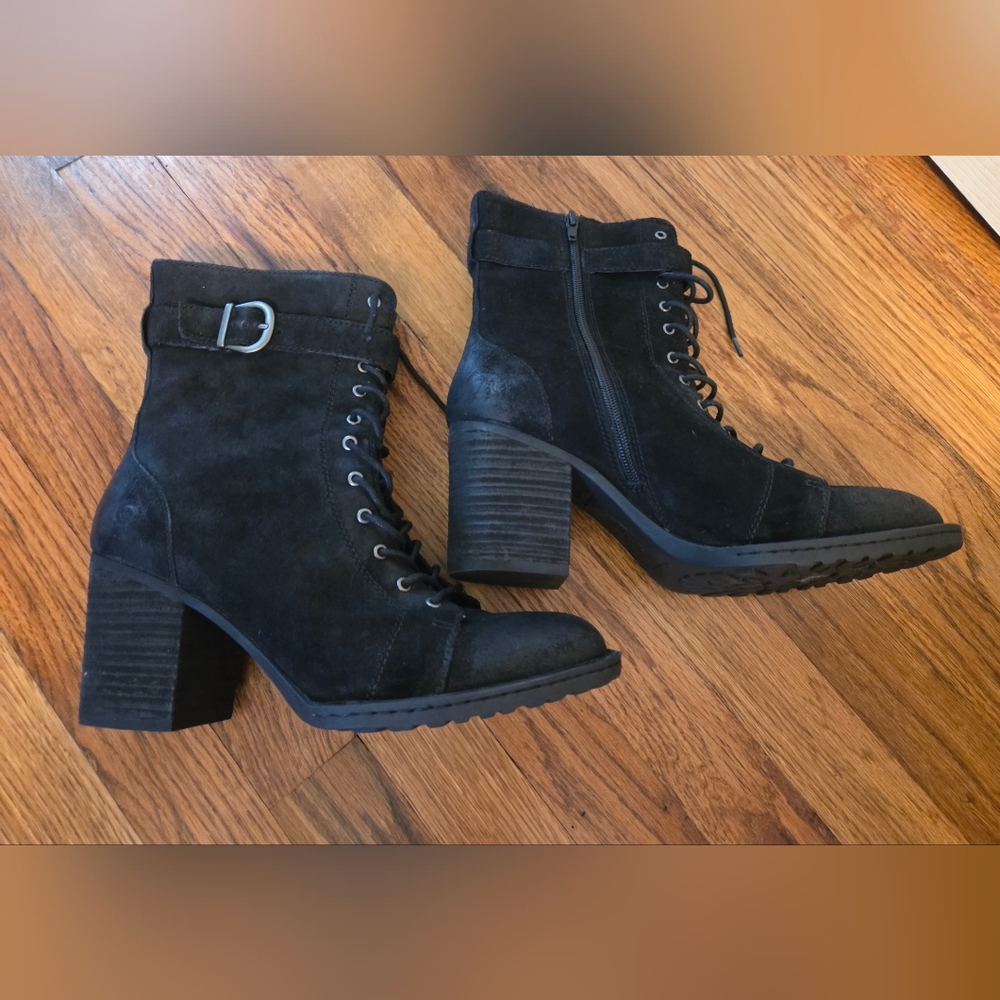Børn Cass Black Suede Lace-Up Boots Size 11